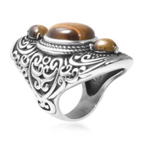 South African Tiger's Eye Matching Jewelry Set, Necklace/Bracelet/Ring NWT - Picture 9 of 16